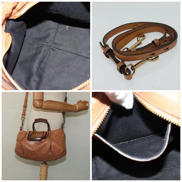 Chloe Hand Bag Leather 2way Brown Gold Auth - Picture 16 of 16